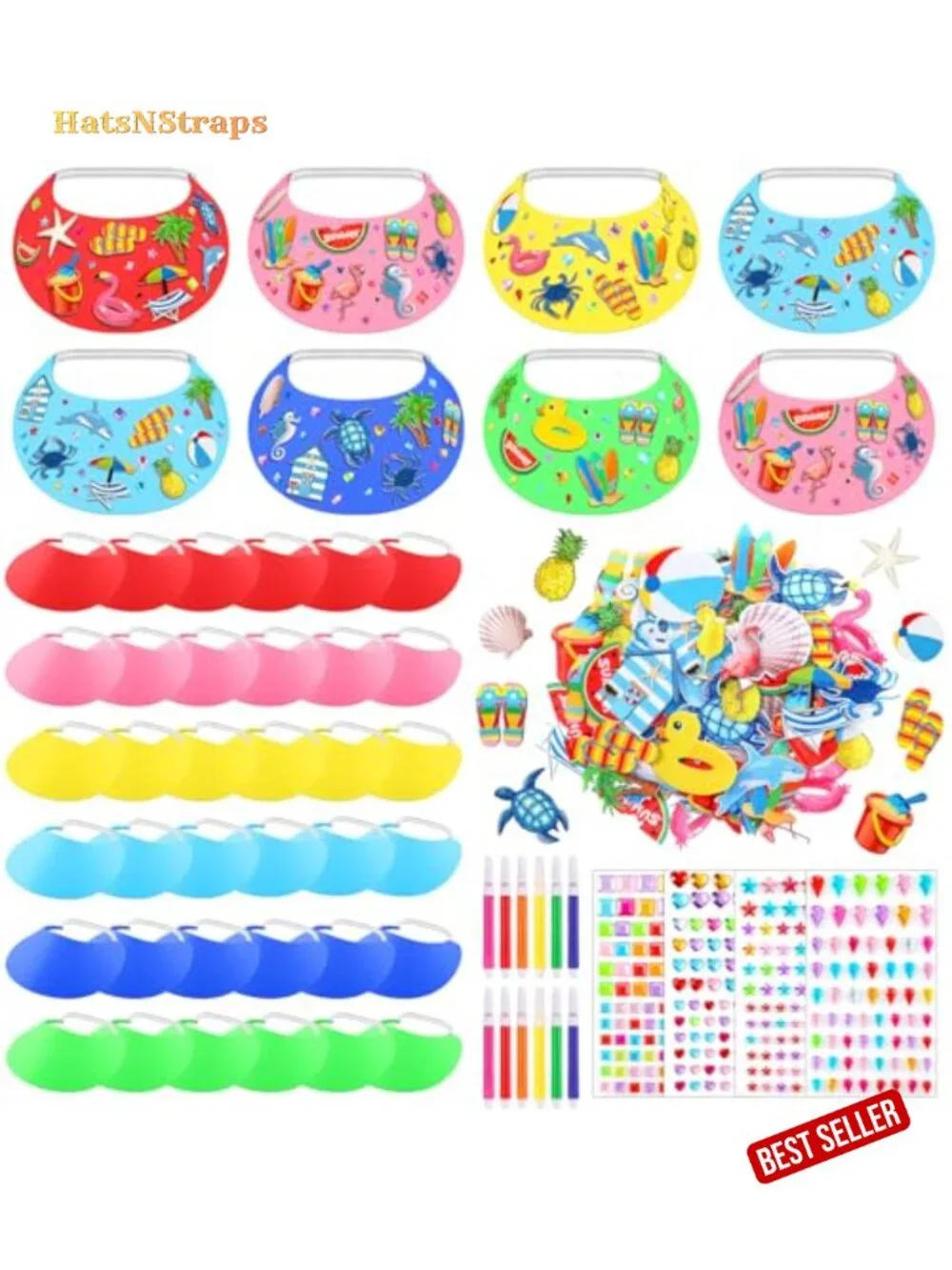 EVA Foam Visor Craft Kit - 36 Hats for DIY Summer Party Activities